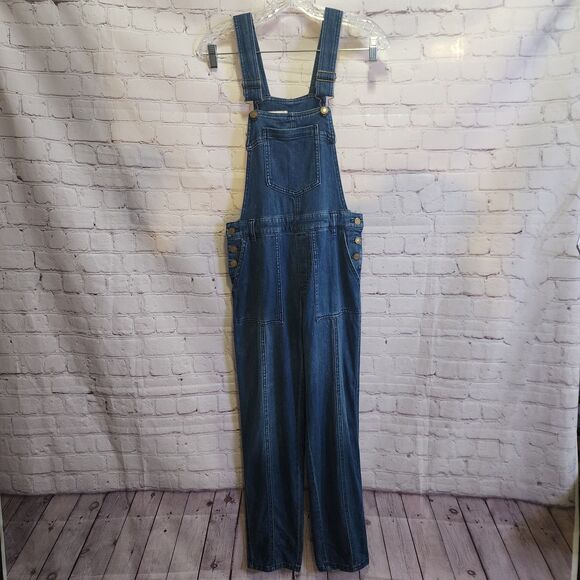 Anthropologie Pilcro Overalls Womens 25 Denim Bib Seamed Farm Western Relaxed - Picture 1 of 16
